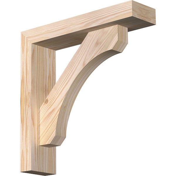 Ekena Millwork Legacy Block Smooth Bracket w/ Offset Brace, Douglas Fir, 3 1/2"W x 14"D x 14"H BKT0402X14X14LEC05SDF - main